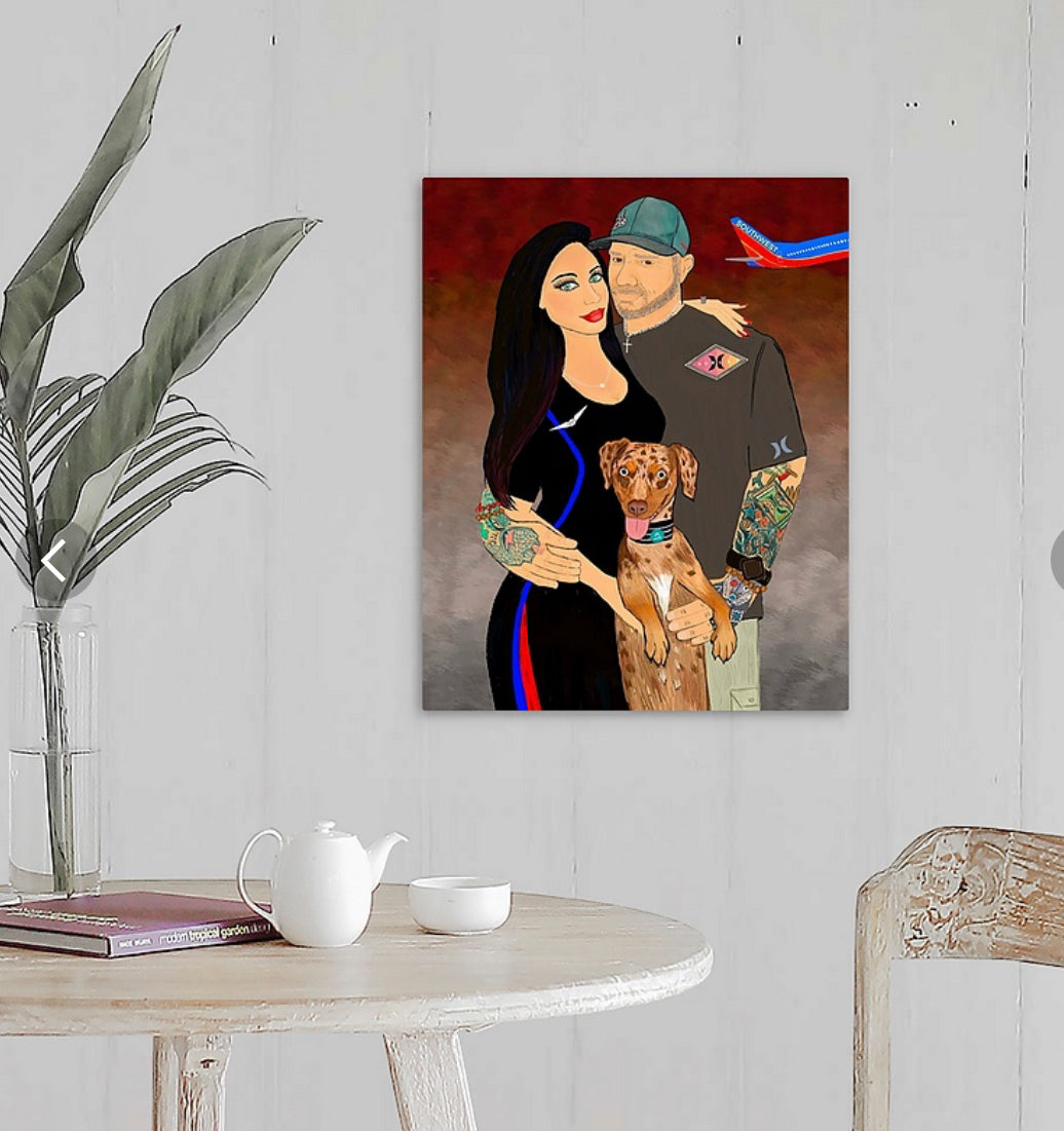 Medium Canvas(16X20) 3 people/pet